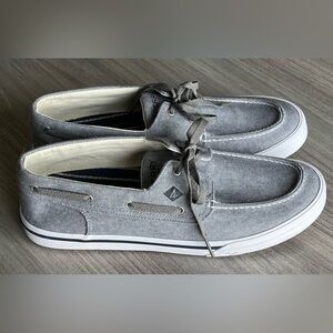 Sperry Gray Boat Shoes with Suede Finish and Padded Collar